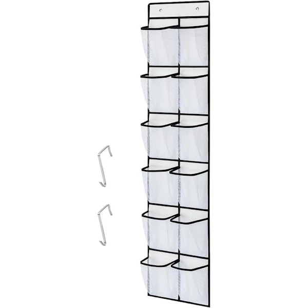 Sko-oppbevaring over døren - hengende oppbevaring for sko, maksimer u 14 lommer hvit