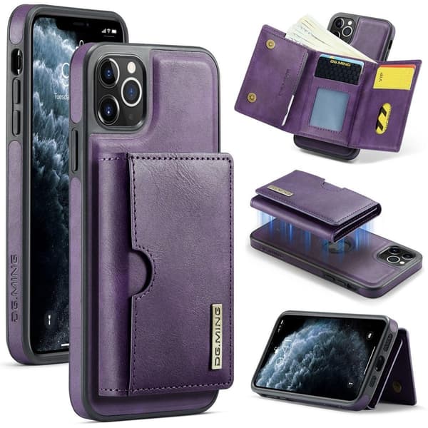 (Til iPhone 14 Plus) DG.MING M6 Serien Magnetisk Pung Etui lilla