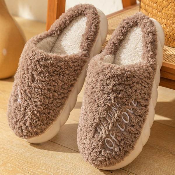 fluff tofflor varma tofflor innetofflor kaffe 44-45 (insida 28cm)