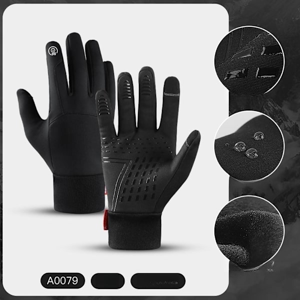 varma vantar touch handskar vattentäta cykel handskar A0079 svart M