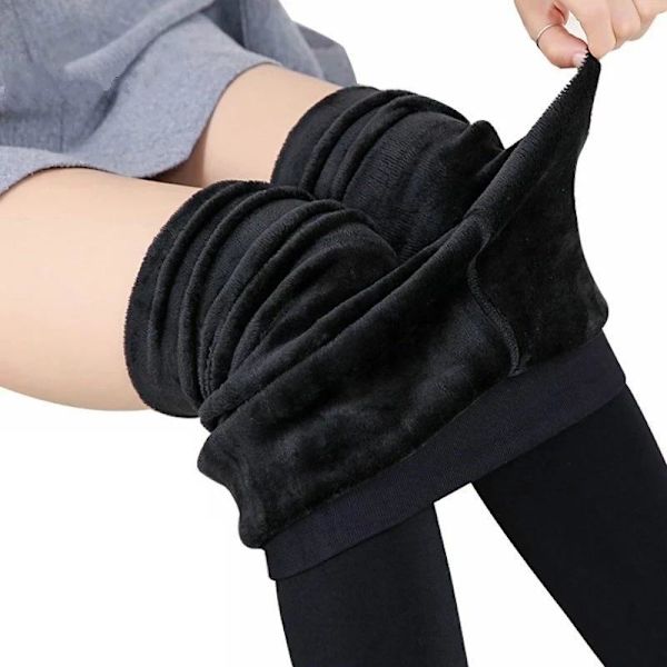 fodrade vinter leggings stretch varma leggings varma byxor lila 200g (One Size)