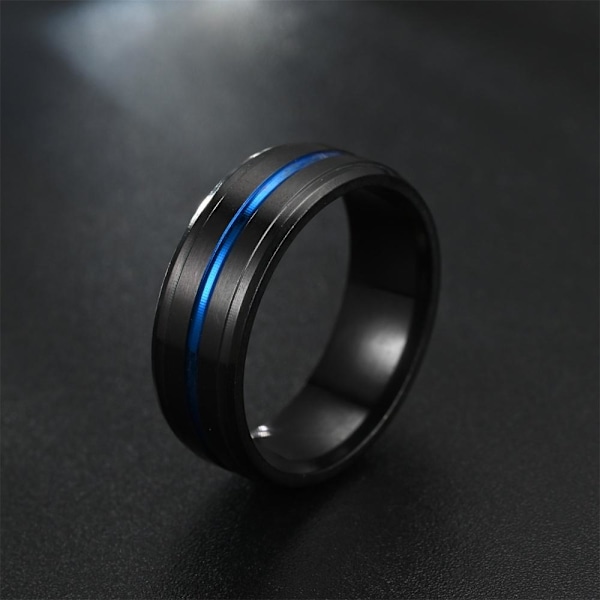 Elegant svart slitsad ring för män - Unik färgglad designdeklara 8mm steg svart, inre hål svart nr 8
