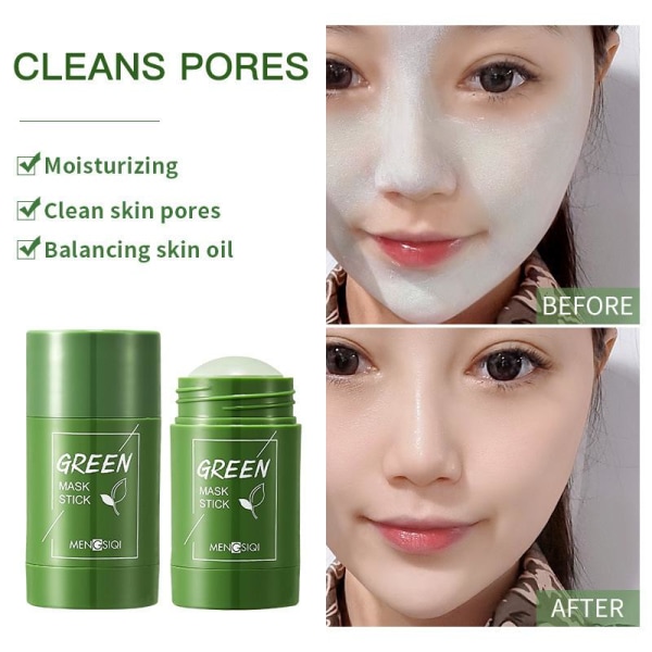 Green Tea Eggplant Stick Mask Pack Cleans Pores Anti-Acne