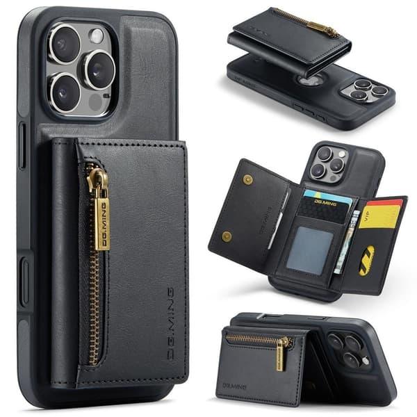 (Til iPhone 16 Plus) DG.MING M5 Series magnetisk pung-etui sort