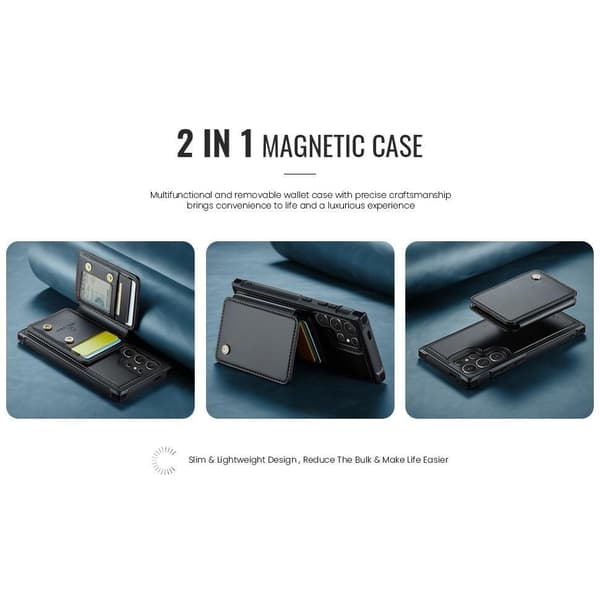 (Til Samsung Galaxy S21) Magnetisk tegnebogs etui med RFID-beskyttelse og stativ til [telefonmodel] sort
