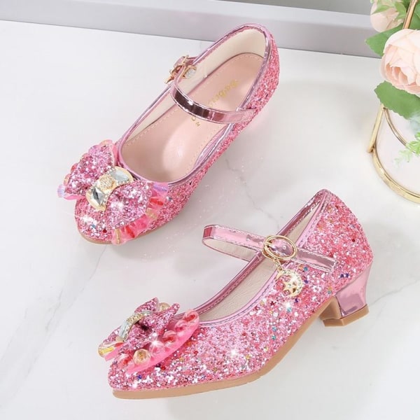 elsa prinsesse sko barn pige med pailletter pink 19,5 cm / størrelse 31