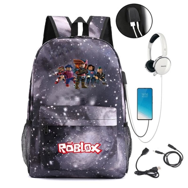 roblox rygsæk børn rygsække rygsæk med USB stik 1 stk stjernegrå usb 2