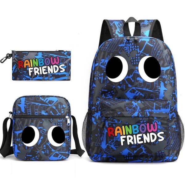 Rainbow Friends -reppu penaalilaukku Olkahihnalaukkupakkaus (3 kpl) musta/sininen 4