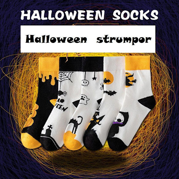 Halloween sokker morsomme og sære 5 par stil 2