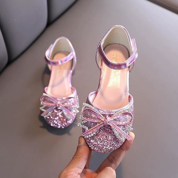 elsa prinsesse sko barn pige med pailletter pink 21,5 cm / koko 35
