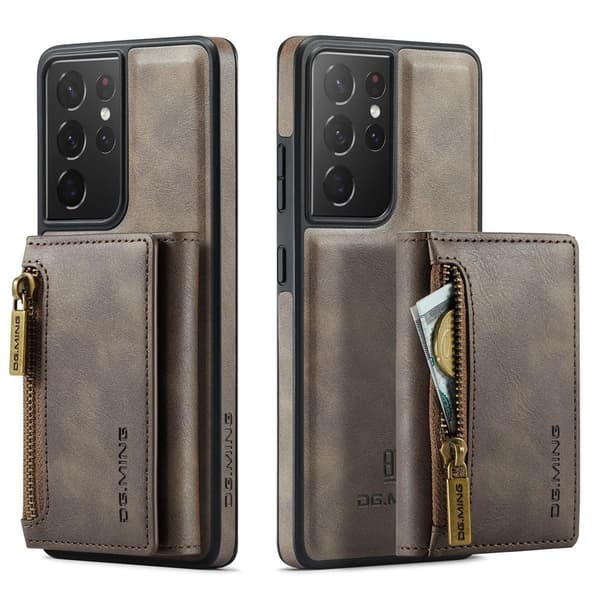 (For iPhone 14 Pro) DG.MING M5-serien avtakbart lommebokdeksel m kaffe
