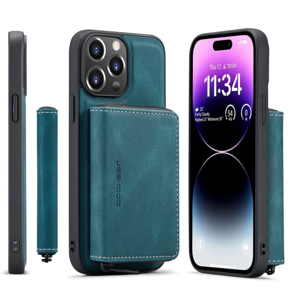 (Til iPhone 15 Pro max) Etui med stativ og kortlommer, stødsikkert, dets slanke design kaffefarvet