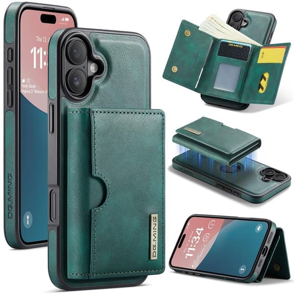 (Til iPhone 16 Pro Max) DG.MING M6 Serien Magnetisk Pung Etui grøn