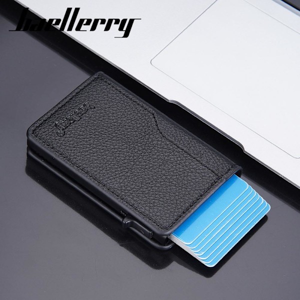 Baellerry RFID Slim Kortpung til Mænd - Læder med Præget Tekst sort