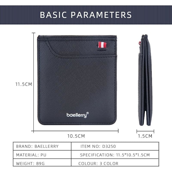 Baellerry Minimalistisk Crosshatch-korthållare för män med flera svart