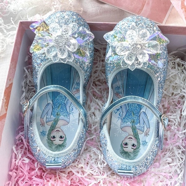 elsa prinsesse sko barn pige med pailletter blå 19 cm / størrelse 31