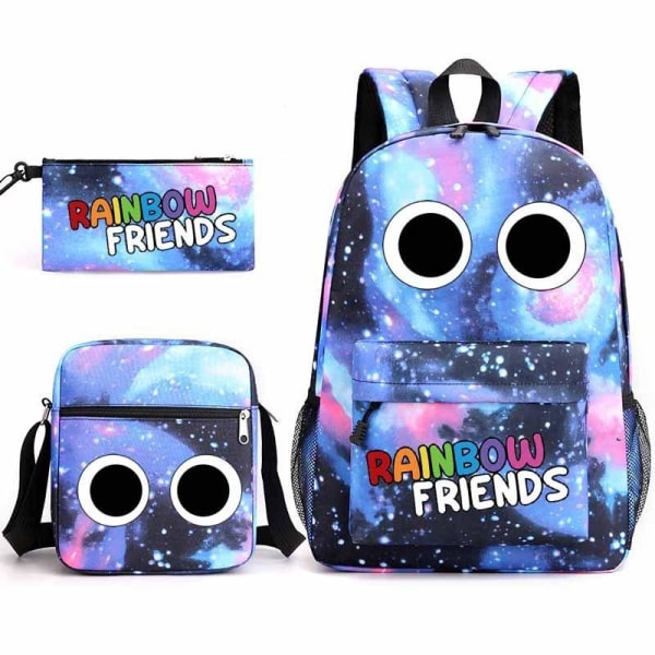 Rainbow Friends -reppu penaalilaukku Olkahihnalaukkupakkaus (3 kpl) sininen tähti