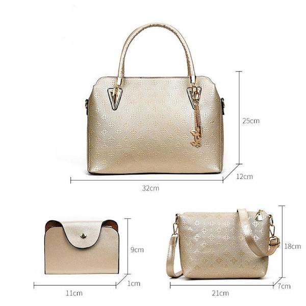3-delars set crossbody väska för designer stora lyxiga handväsko Gyllene