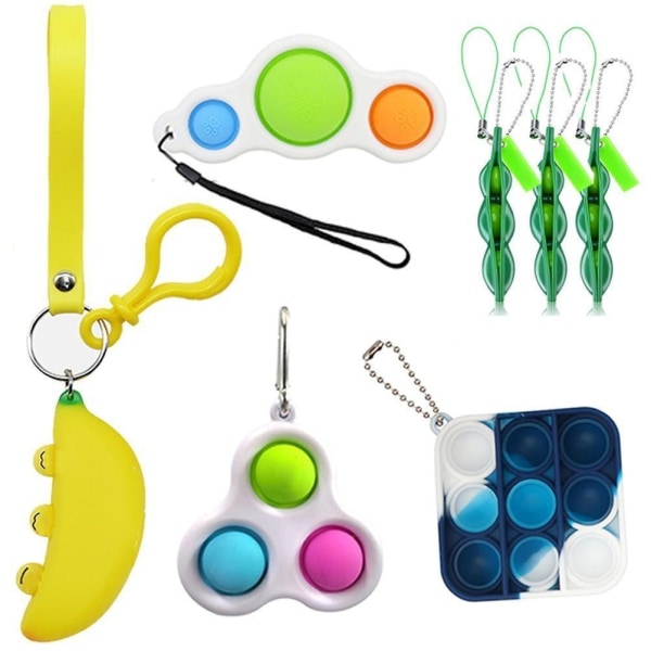 7 stk fidget legetøjspakke fest favoriserer sensorisk pop-it stressbold