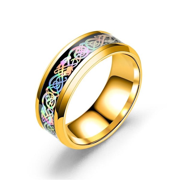 Farverig Glare Dragon Mønster Ring | Modesmykke Statement P sort farverig nr. 10