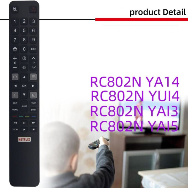 fjärrkontroll ersättning remote för TCL RC802N YUI4 YAI2 YUI5 YL RC802N YUI4