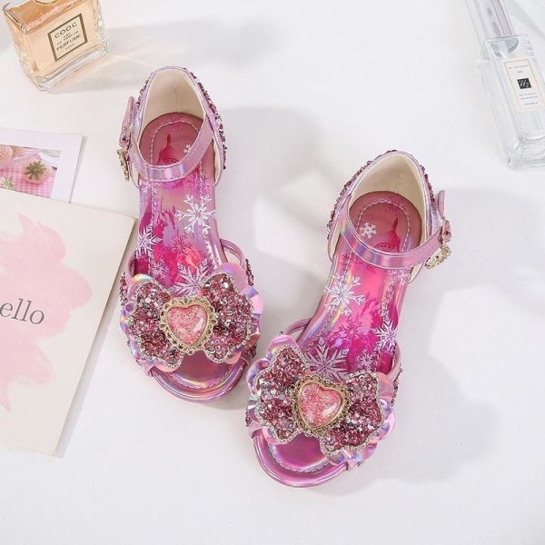 elsa Princess lasten kengät vaaleanpunaisilla paljeteilla 20cm / koko 32
