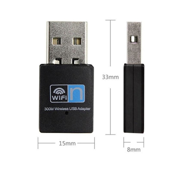 USB WIFI-adapteri dongle 300 Mbps musta 1 kpl