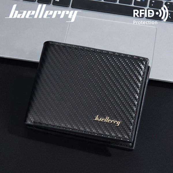 Baellerry Carbonfiber til mænd kort tegnebog RFID-blokerende smal ko kaffe