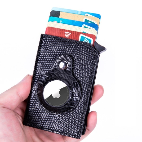 airtag plånbok wallet korthållare kort RFID kolfiber svart