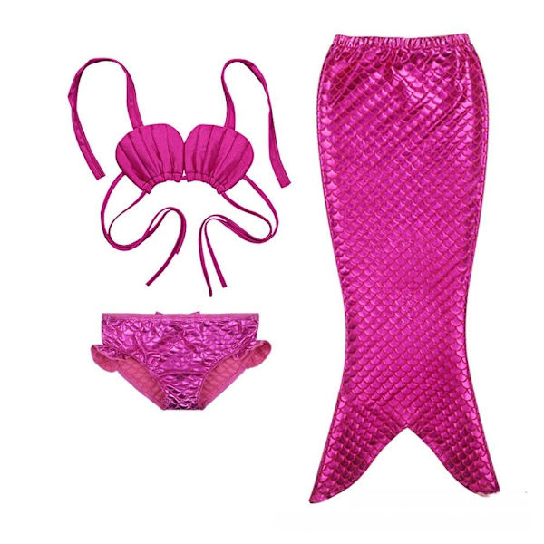 sjöjungfru baddräkt bikini mermaid tail flicka helt blå 110