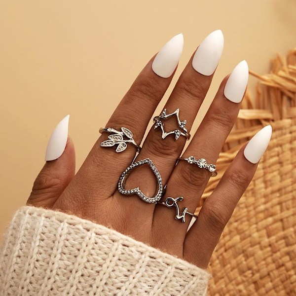 All fingers ring ringar set med olika mönster