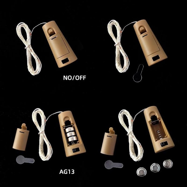 1 meter led ljusslinga för flaska 2 stycken pack kall vit 10 LED