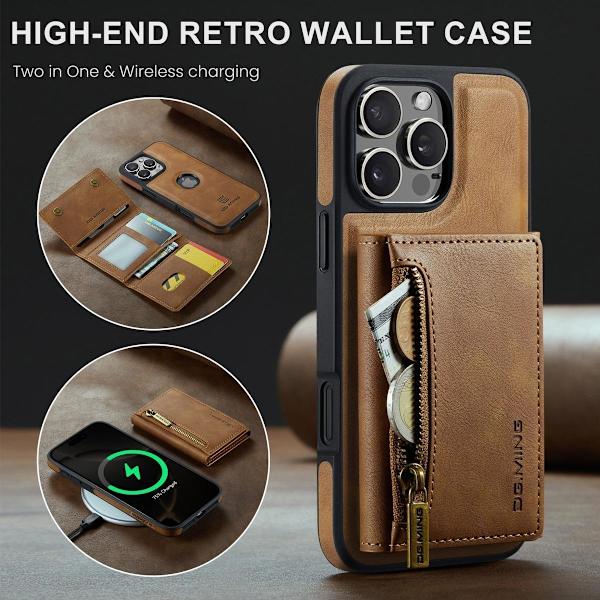 (Til iPhone 16 Pro Max) DG.MING M5 Series magnetisk pung-etui sort
