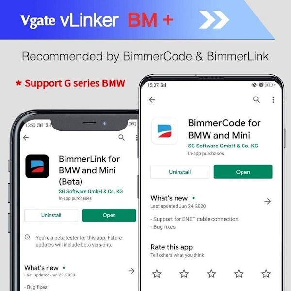 Bimmercode-yhteensopiva vLinker BM+ BLE 4.0 Bluetooth-autodiagnostiikkalaitte kuten kuvassa