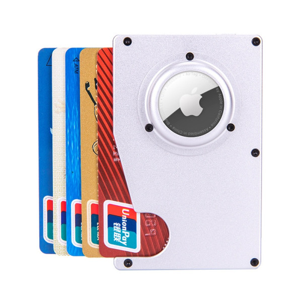 airtag lompakko lompakko korttipidike kortti RFID hopean värinen