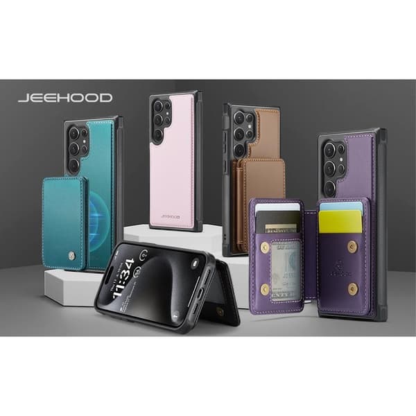 (Til Samsung Galaxy S21) Magnetisk tegnebogs etui med RFID-beskyttelse og stativ til [telefonmodel] sort