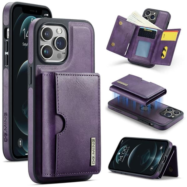 (Til iPhone 14 Plus) DG.MING M6 Serien Magnetisk Pung Etui lilla