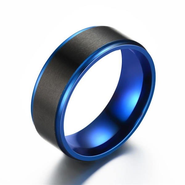 Aristocratic Domination Sort Ring - Elegante blå accenter til kr 8mm blå og sort nr. 9