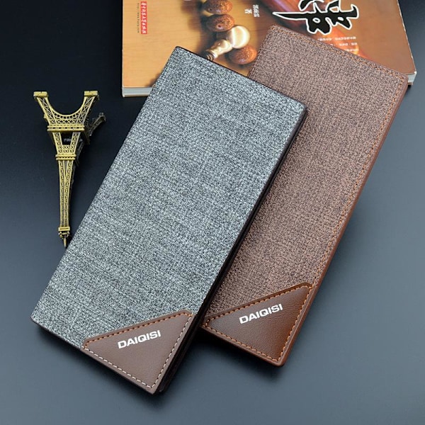 Baellerry PU läder långa plånböcker Business Mens korthållare mo Grå färg 18.5cm*9cm*1.8cm