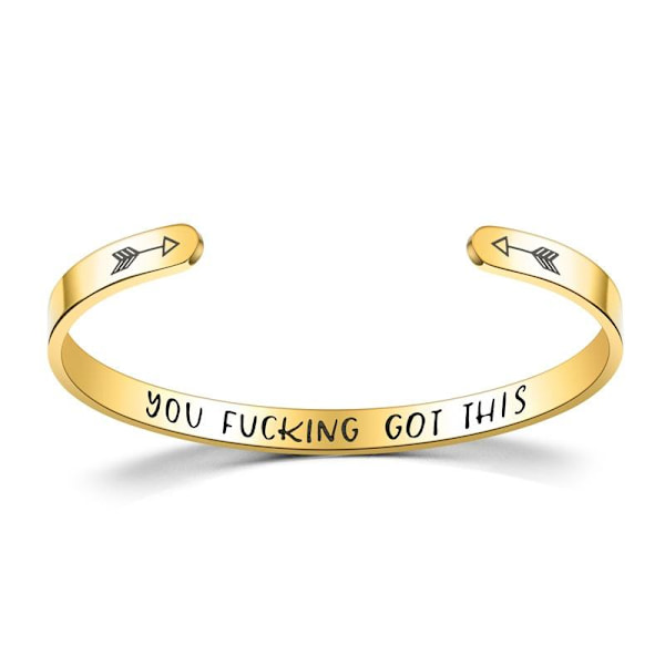 Titanstål C-formet Inspirerende Armbånd - Fortsett å skyve fremover gull A