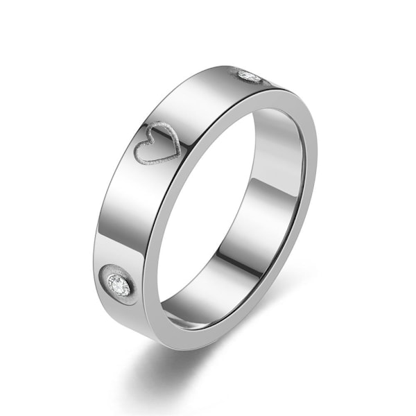 Love Heart Diamond Parring - Henkilökohtaiset Pinky-sormukset hänelle ja hänelle 5mm teräsmaali Nro 5