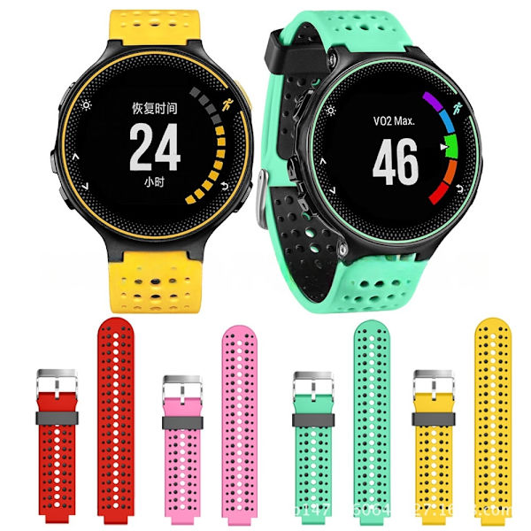 rannekoru silikoni Garmin Forerunner 220 230 235 Approach S20 musta/vaaleanpunainen