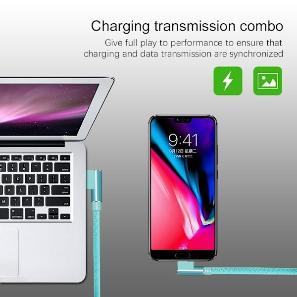 vinklad 90 graders laddare kabel USB a till USB c / iPhone Light (Type-C) röd 3 meter