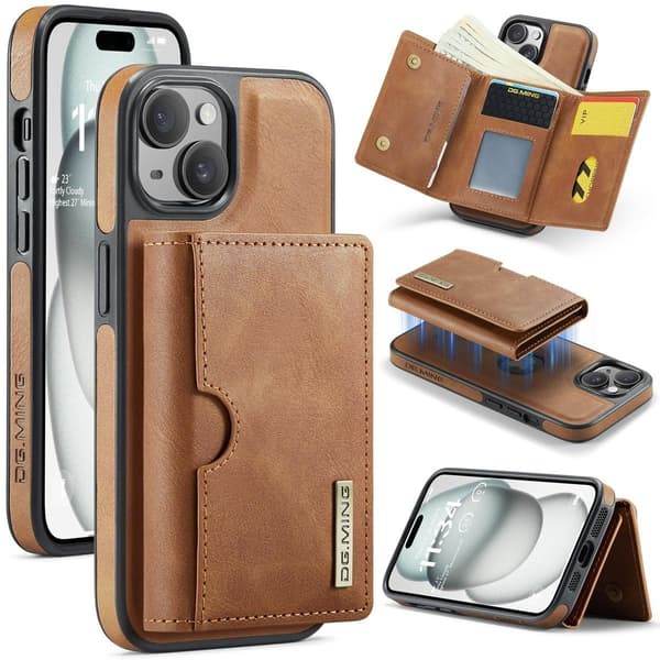 (Til iPhone 15 Plus) DG.MING M6 Serien Magnetisk Pung Etui sort
