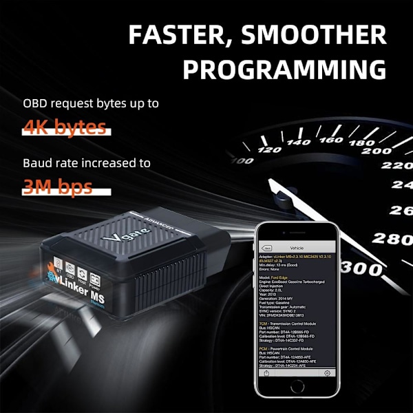 Vgate VLinker MS Bluetooth - 12V/24V dobbeltspenningskompatibel, svart