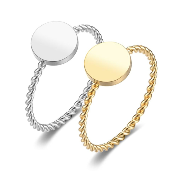 Hamp-innpakket hjerteformet ring - elegant, ultratynn liten rund s 1,5 mm stålfarge ferskenhjerte nr. 7