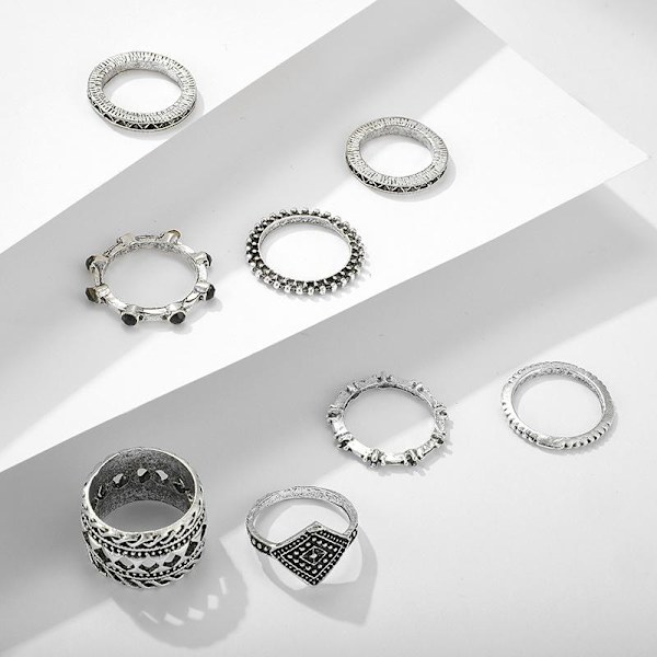All fingers ring ringar set med olika mönster
