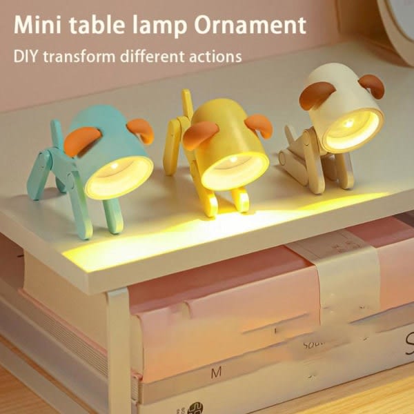 sød Mini LED natlampe foldbar bordlampe hund beige hund