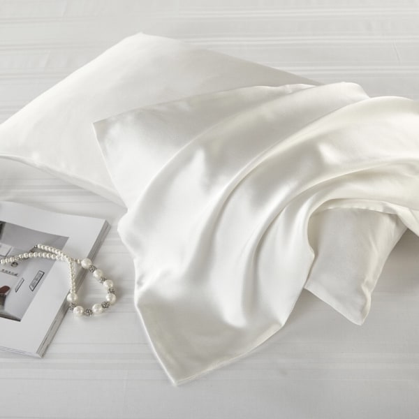 Genuine Silk Satin Silk Korkealaatuinen tyynyliina 1 kpl valkoinen kirjekuorityyli 50*66