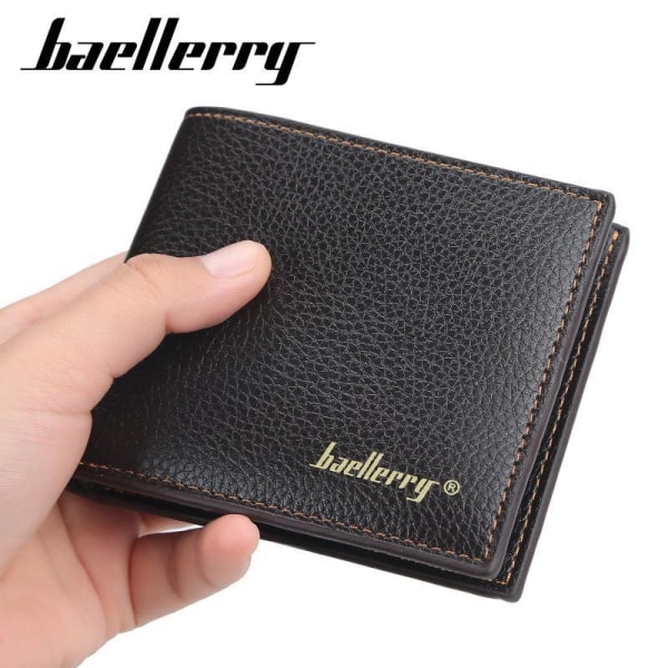 Baellerry Mænd Læderpunge Modekort Bifold Wallet Visitkort sort 11,5 cm * 9 cm * 2 cm